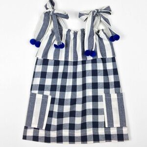 Peas and QueuesBlue and White Checkered Frannie Dress with Bow Straps
